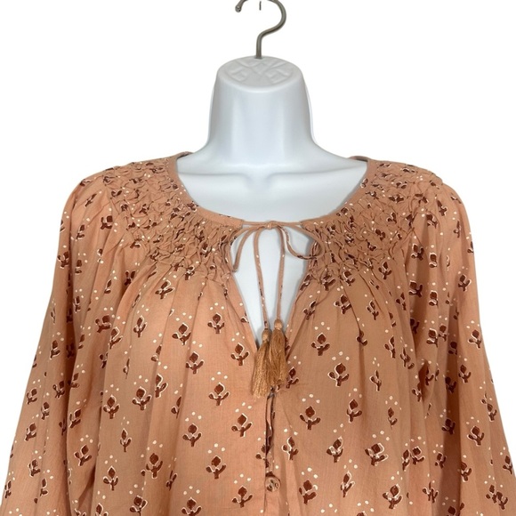 Cleobella Rue Blouse Womens Large Organic Cotton Boho Peasant Petal Pink Top - Picture 4 of 15